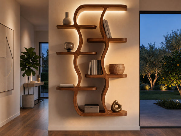 Contemporary Wooden Wall Mounted Shelf For Apartment Living Room