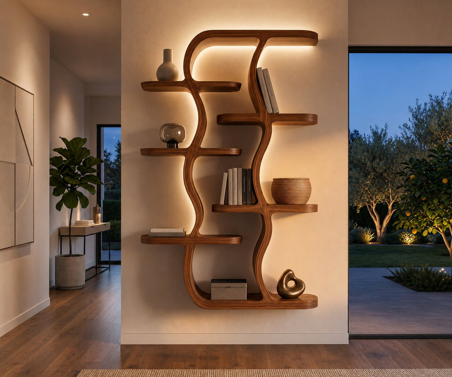Contemporary Wooden Wall Mounted Shelf For Apartment Living Room