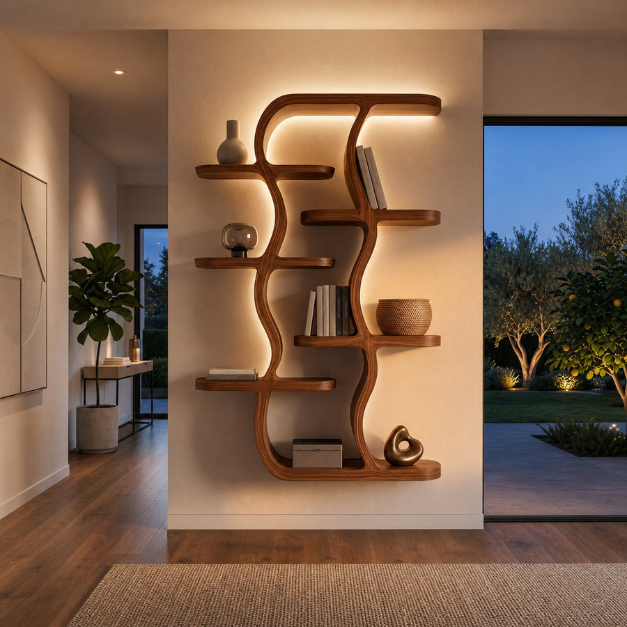 Contemporary Wooden Wall Mounted Shelf For Apartment Living Room