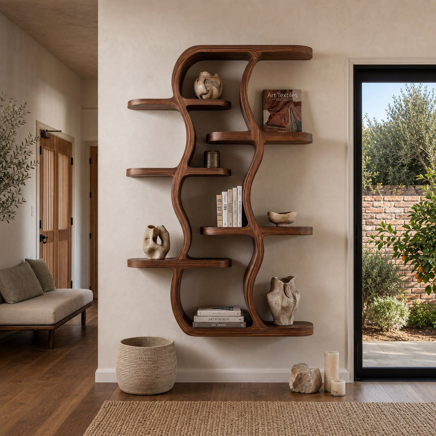 Contemporary Wooden Wall Mounted Shelf For Apartment Living Room - product view 7
