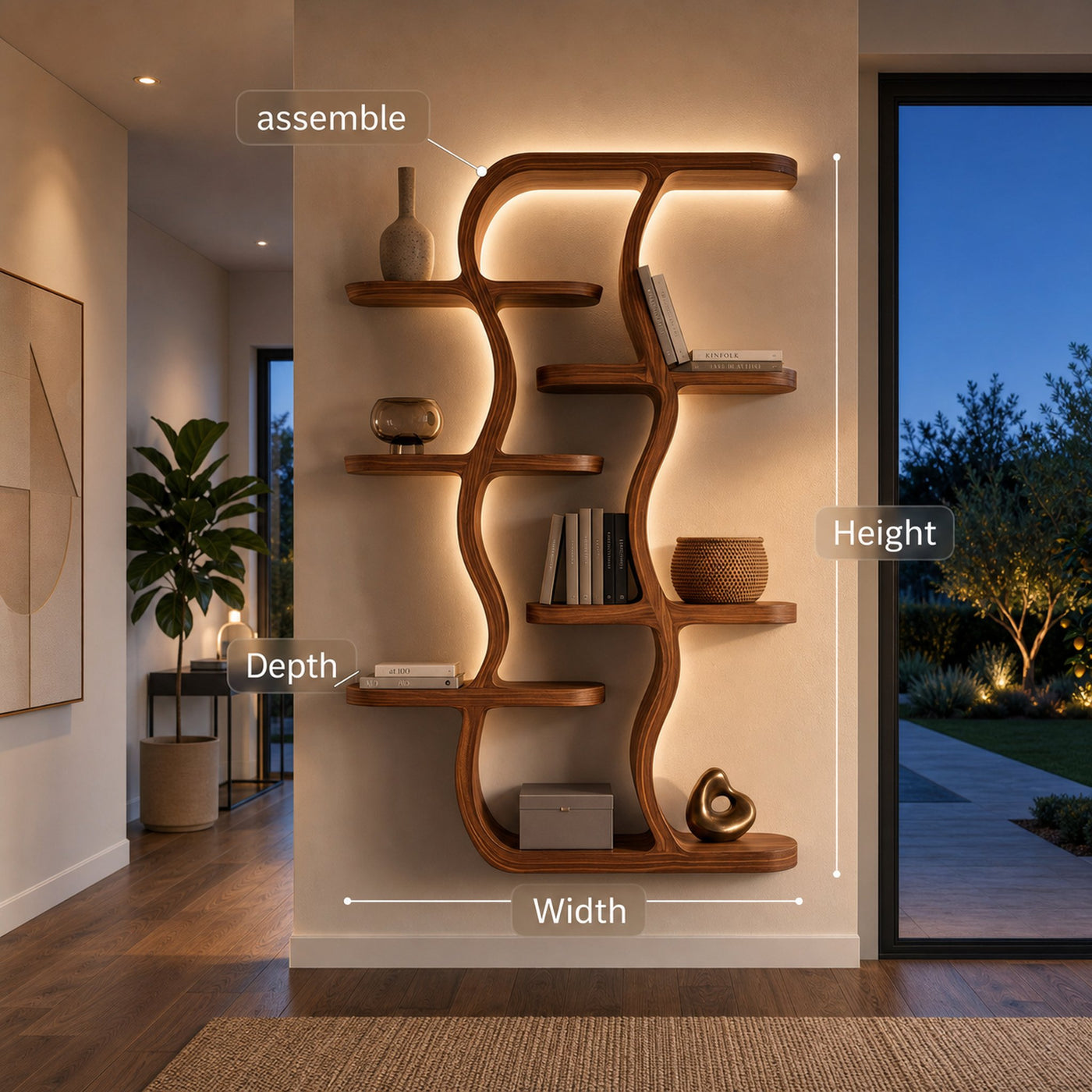 Contemporary Wooden Wall Mounted Shelf For Apartment Living Room - product view 8