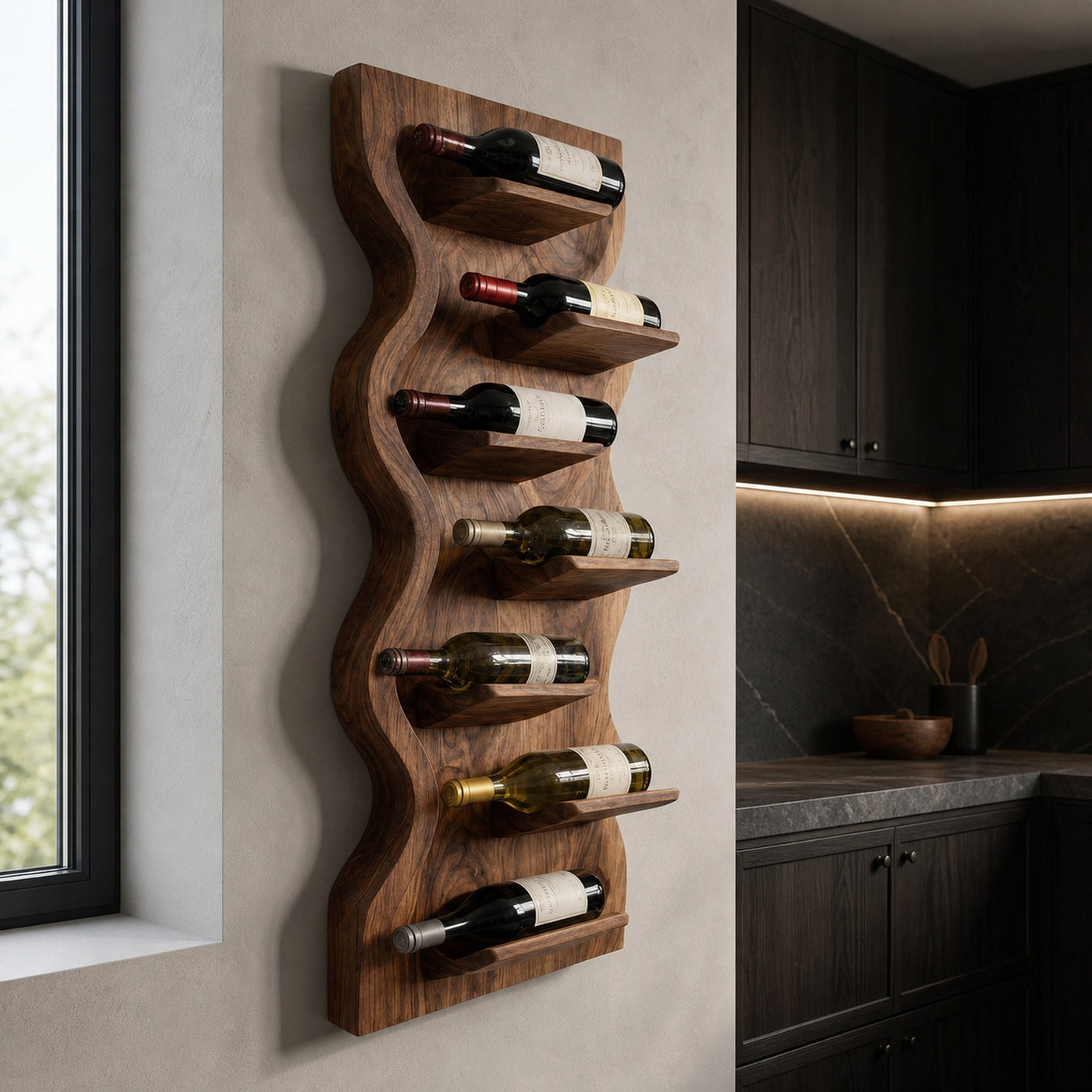 Contemporary Wooden Wine Rack For Dining Room Wall Storage - product view 6