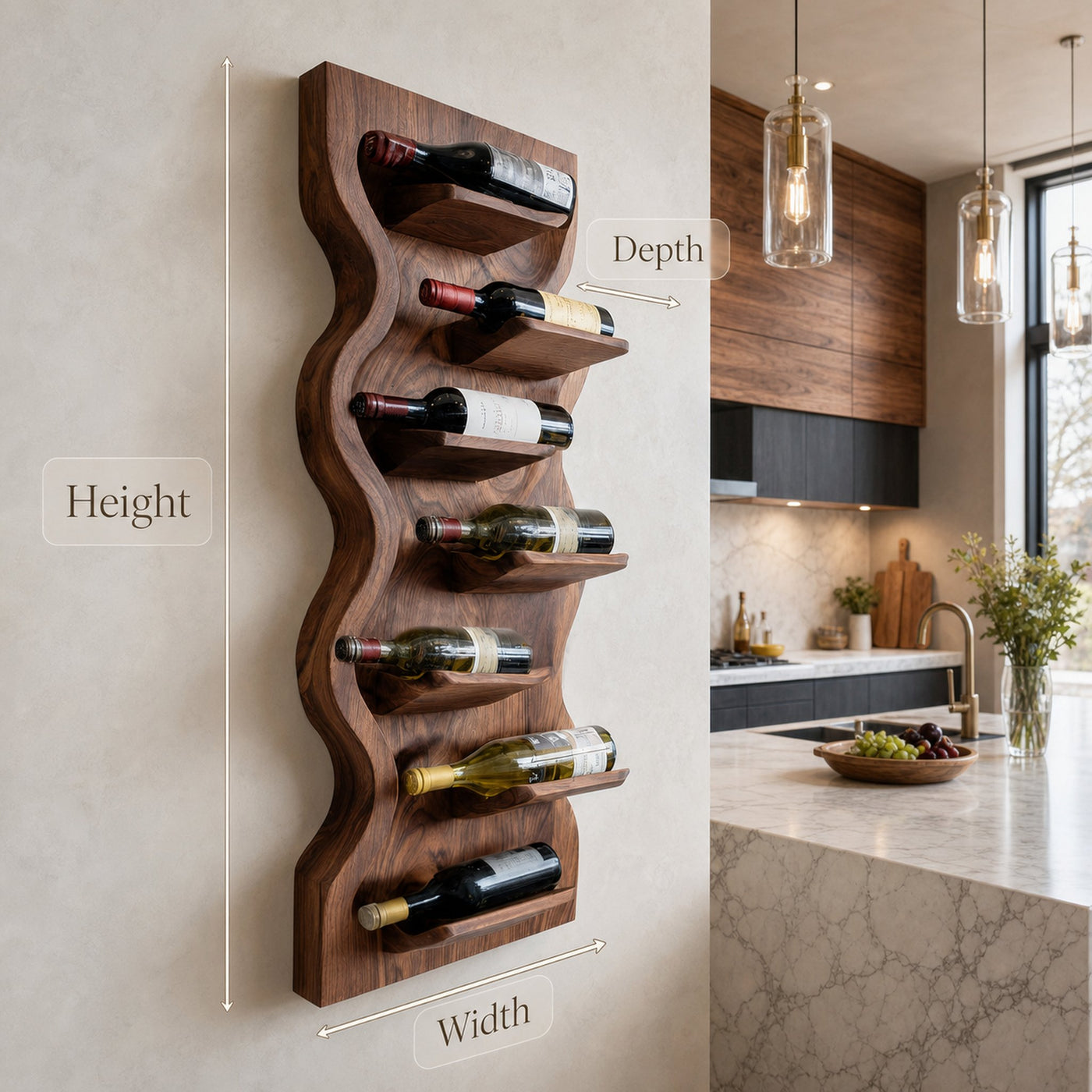 Contemporary Wooden Wine Rack For Dining Room Wall Storage - product view 8