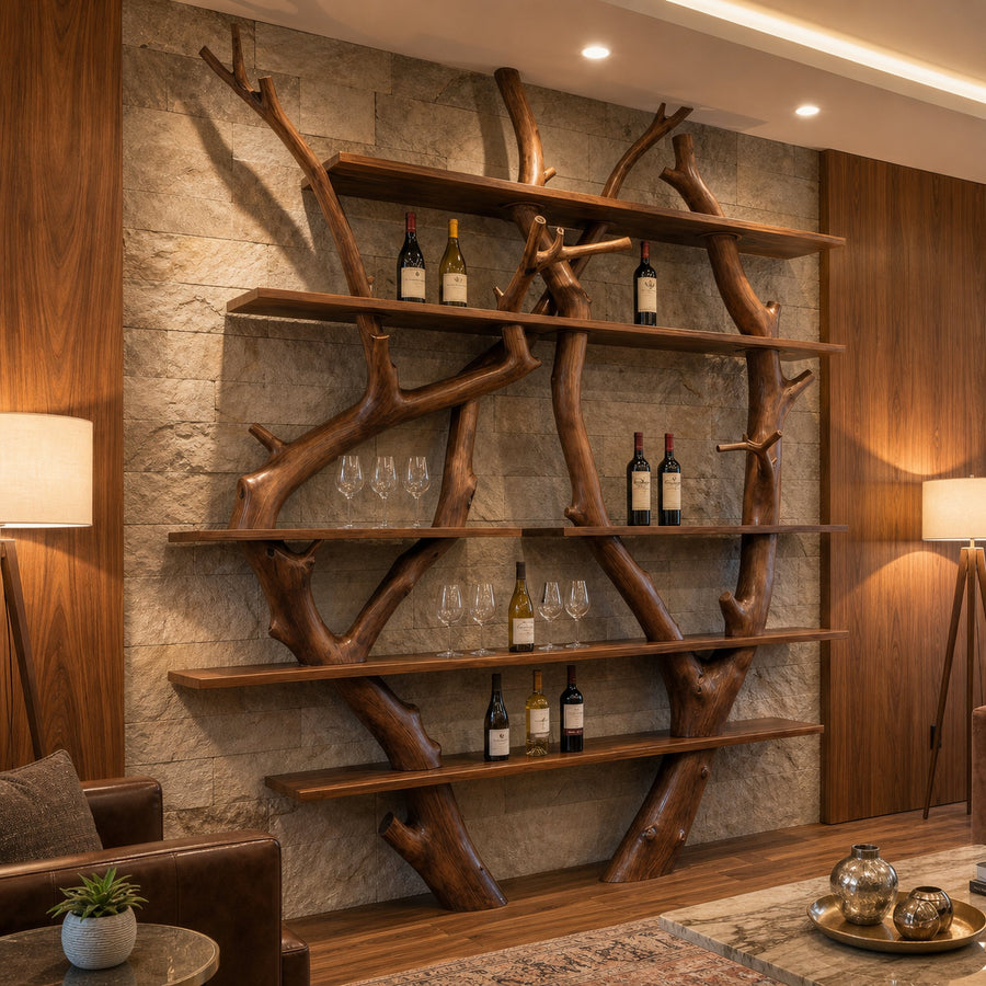 Contemporary Wooden Wine Rack Wall Shelf For Kitchen Dining Room Home Bar