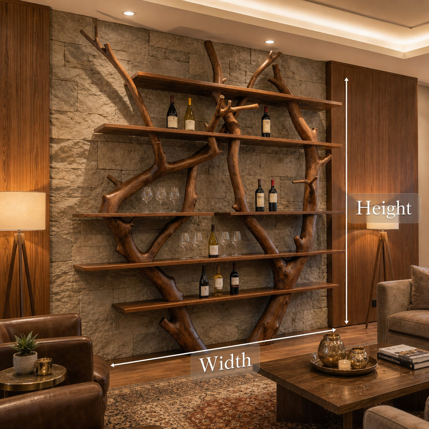 Contemporary Wooden Wine Rack Wall Shelf For Kitchen Dining Room Home Bar - product view 6