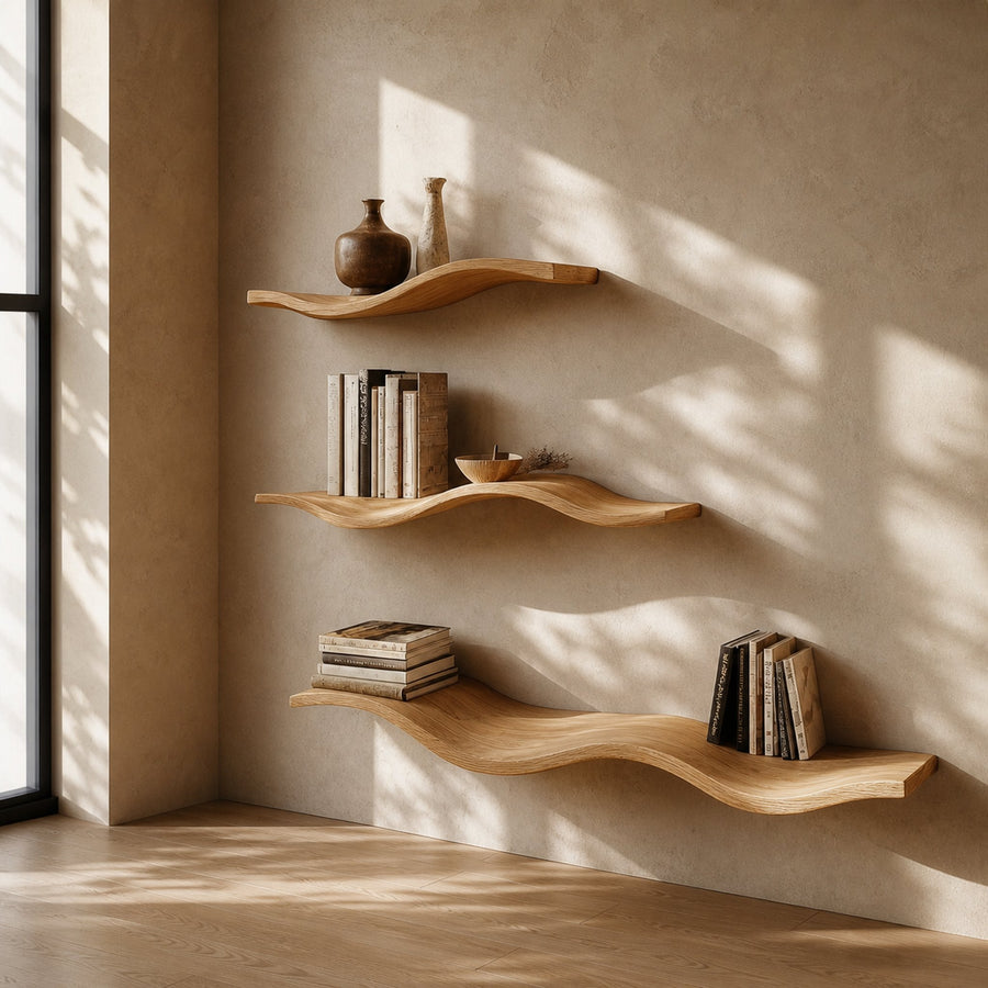 Custom Wood Floating Shelves Living Room New Year Home Decor