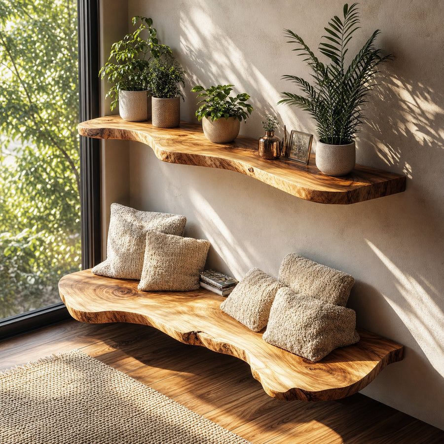 Decorative Floating Shelves Handmade Solid Wood Decor Home Gift