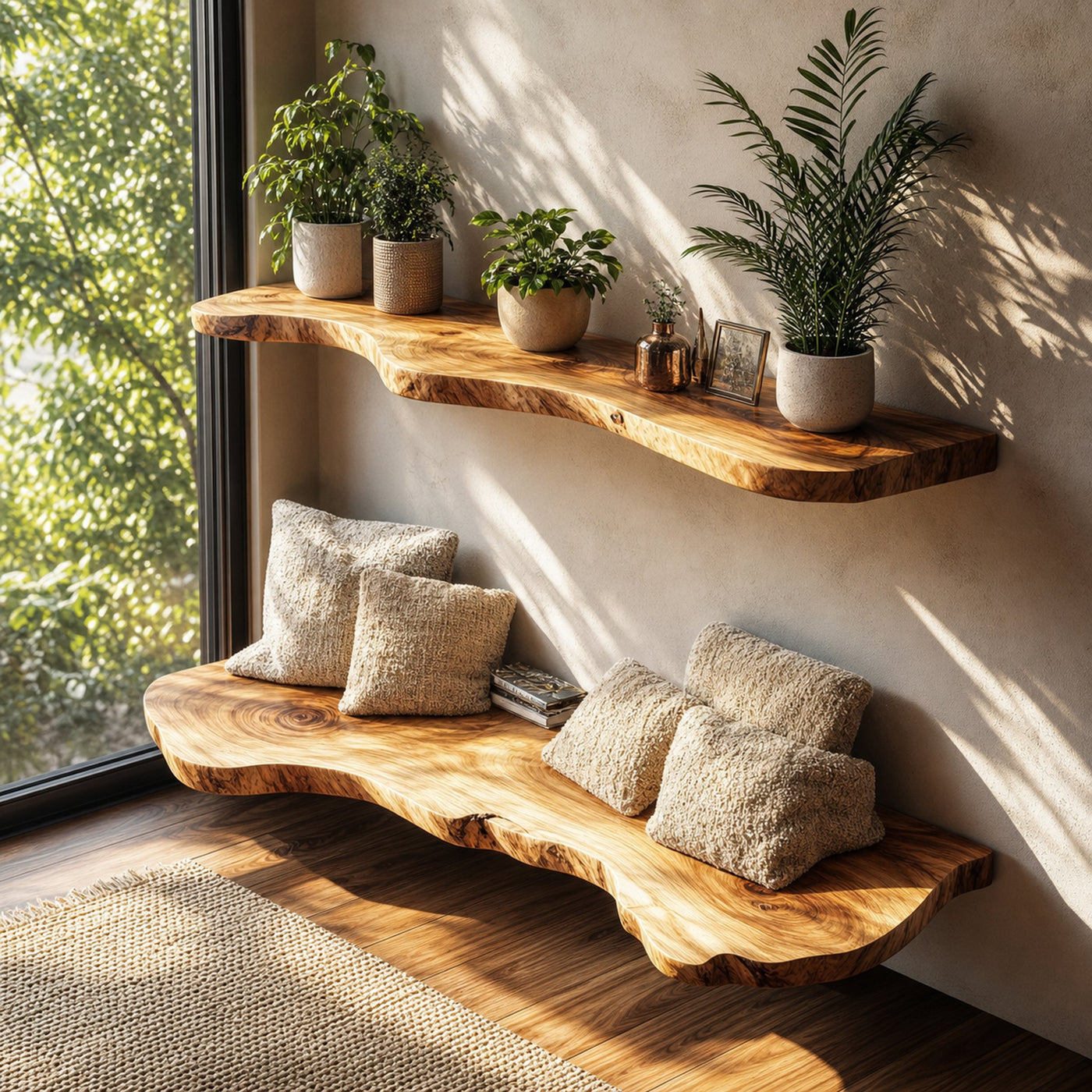 Decorative Floating Shelves Handmade Solid Wood Decor Home Gift