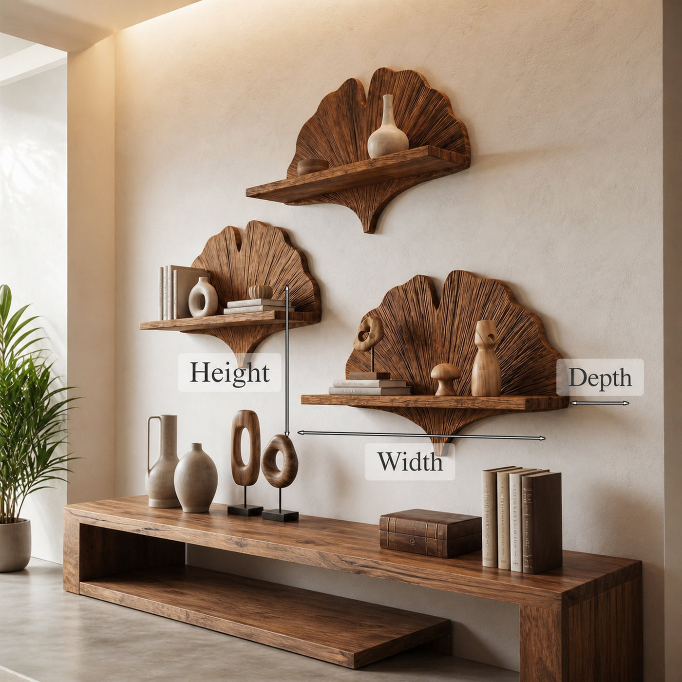 Fan Shape Wall Shelf Wooden Floating Shelf Wall Mounted Shelf For Living Room And Bedroom Decor - product view 8