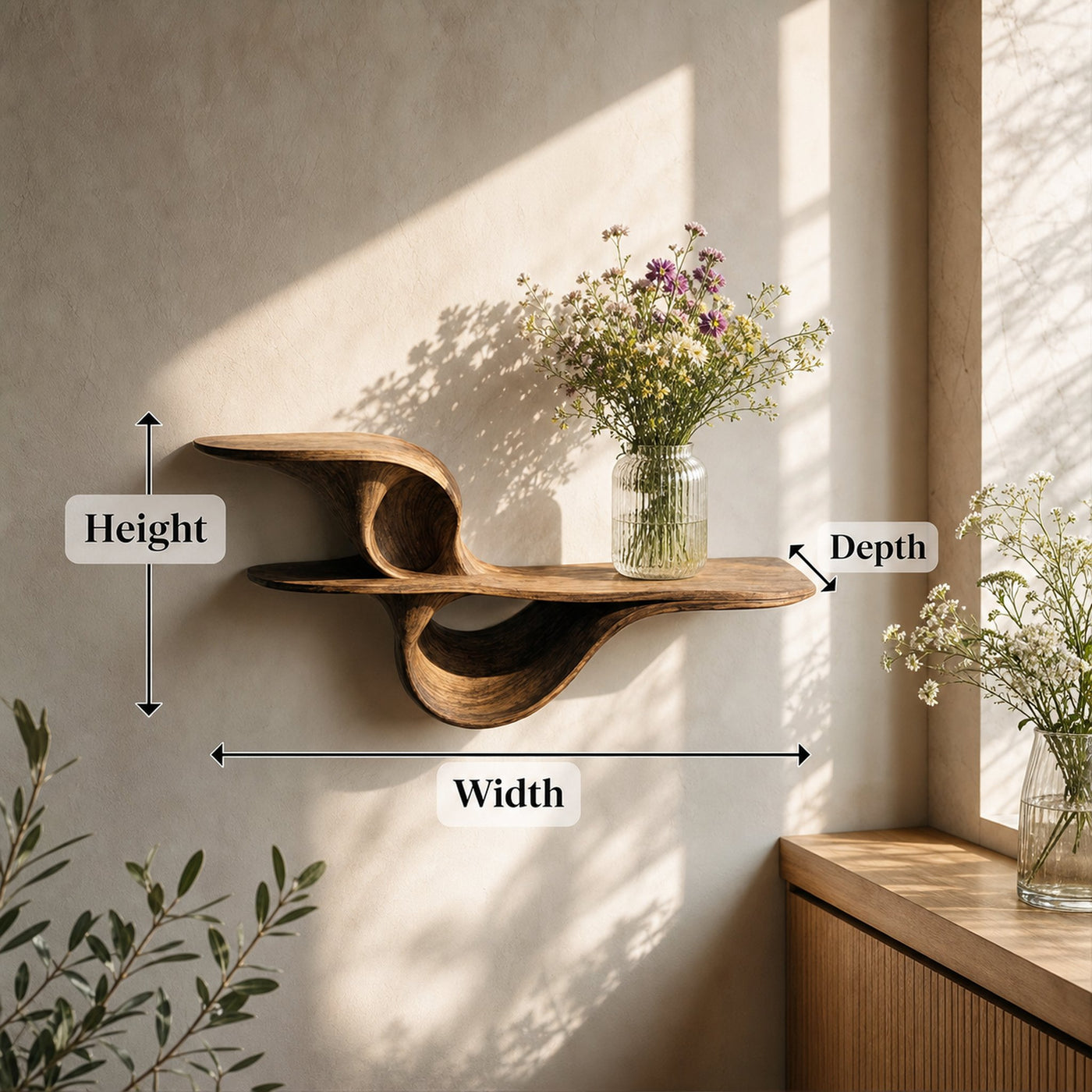 Farmhouse Live Edge Wall Mount Shelf Bedroom Decor - product view 8