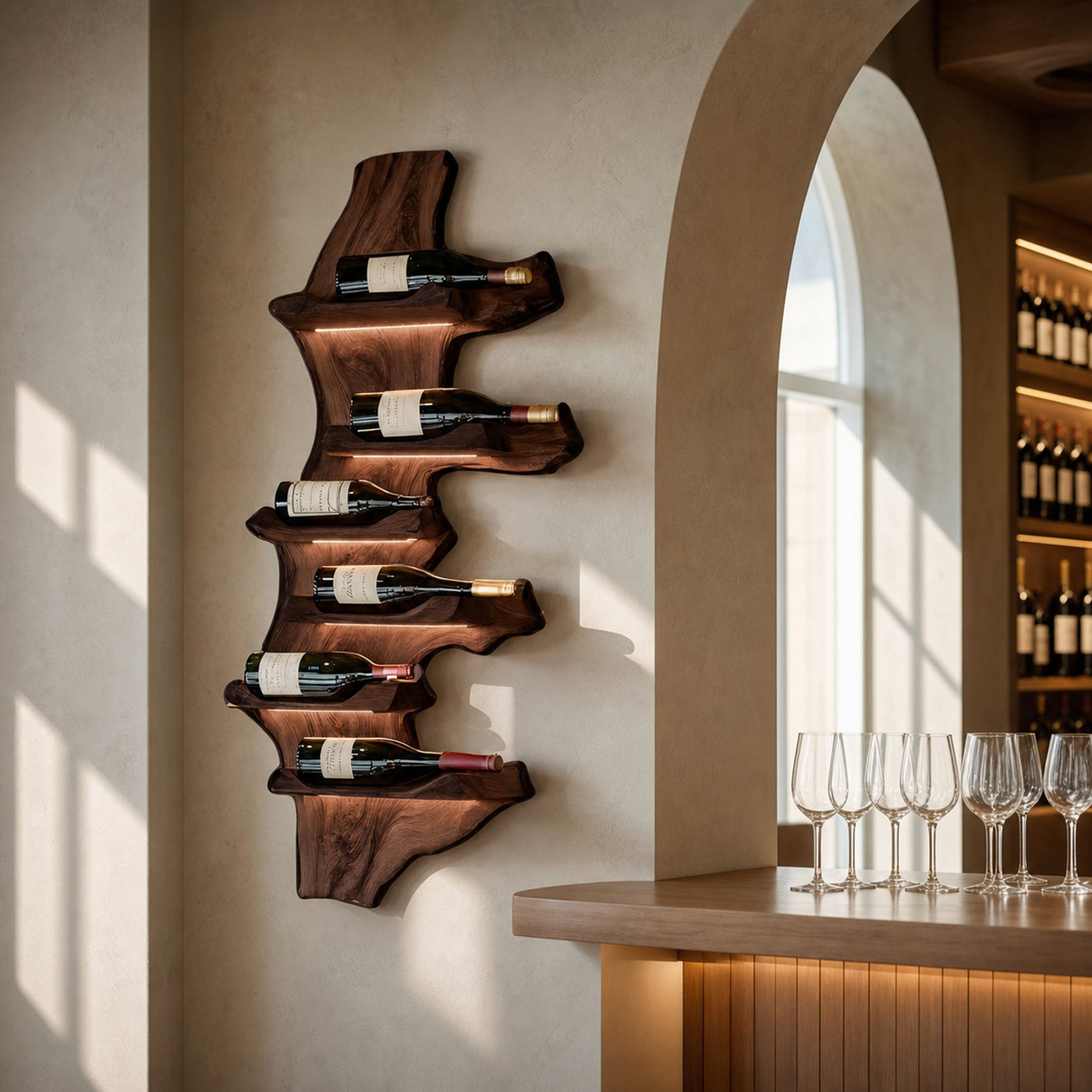 Farmhouse Live Edge Wine Holder For Entryway Furniture Decor - product view 7
