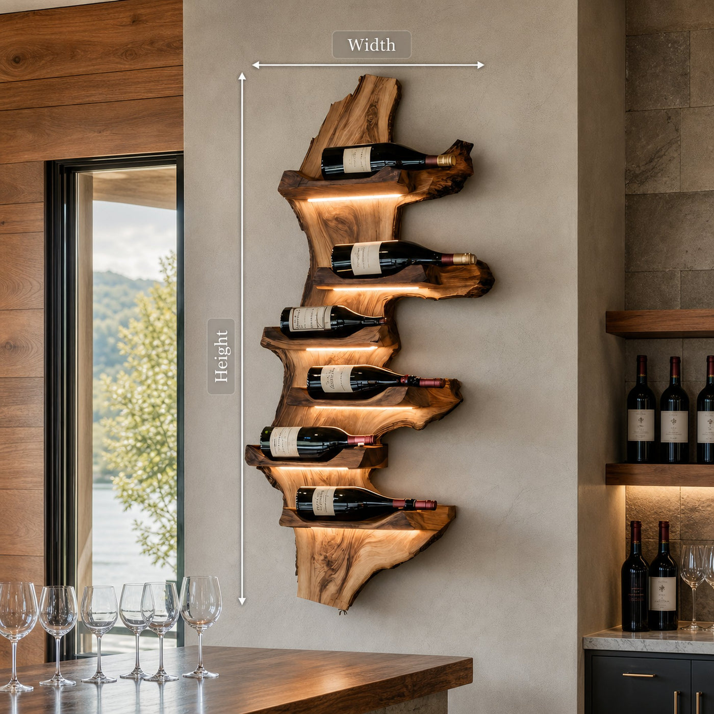 Farmhouse Live Edge Wine Holder For Entryway Furniture Decor - product view 8