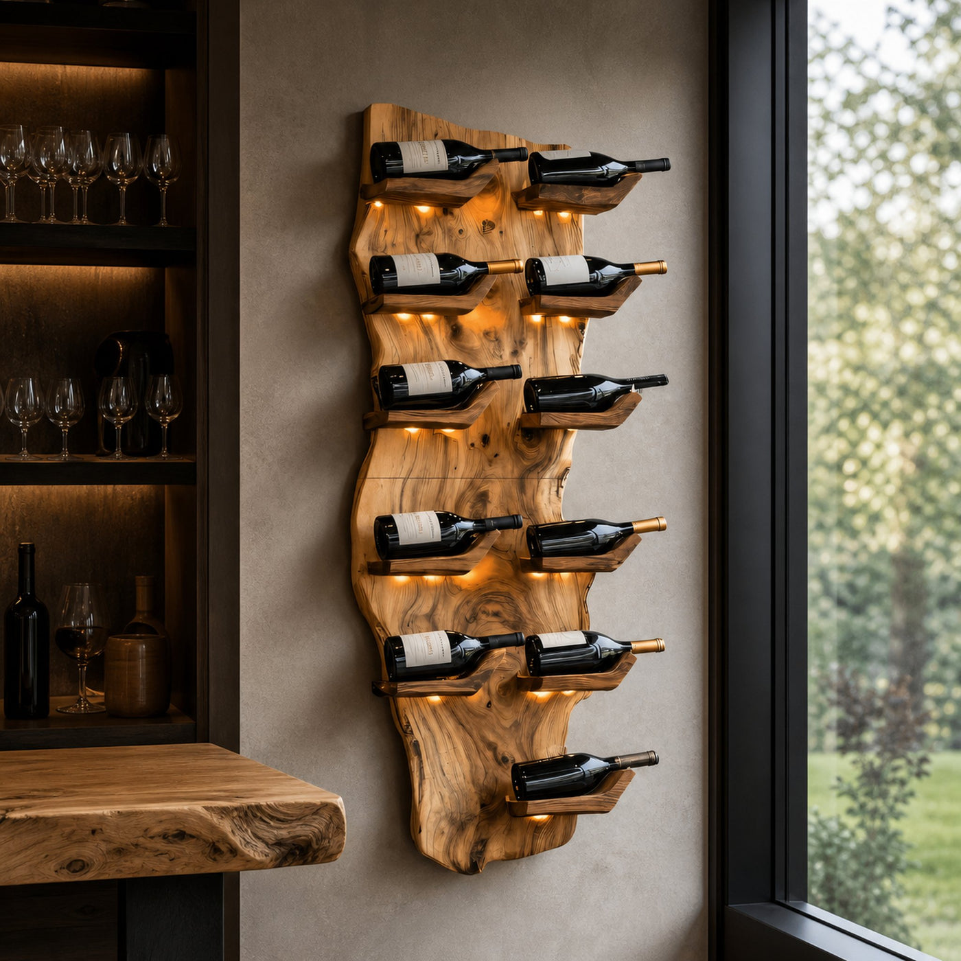 Farmhouse Live Edge Wine Holder For Living Room Furniture