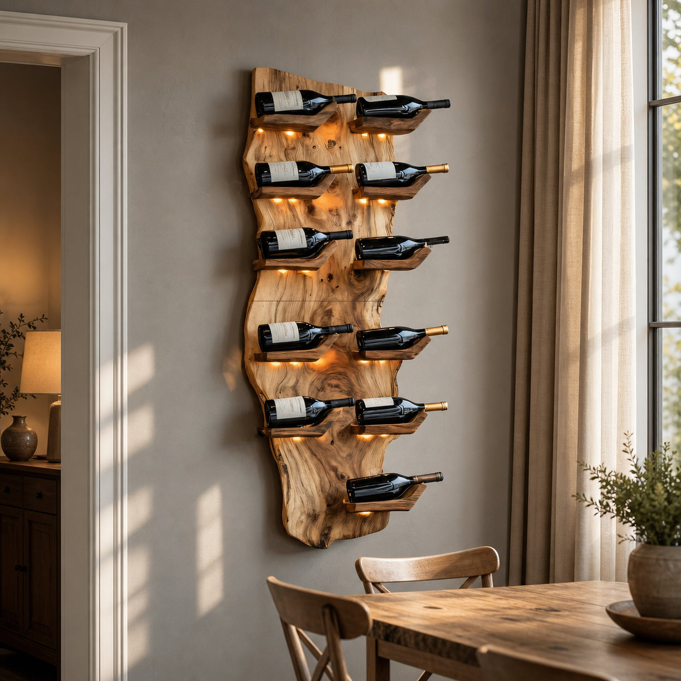 Farmhouse Live Edge Wine Holder For Living Room Furniture - product view 6