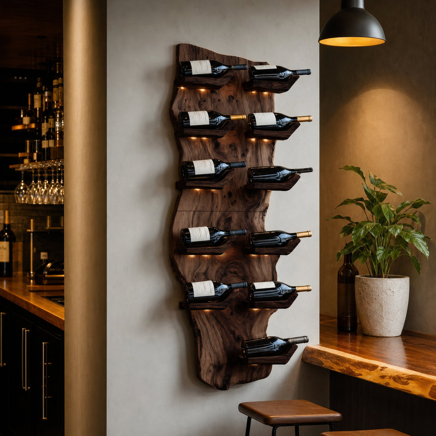 Farmhouse Live Edge Wine Holder For Living Room Furniture - product view 7
