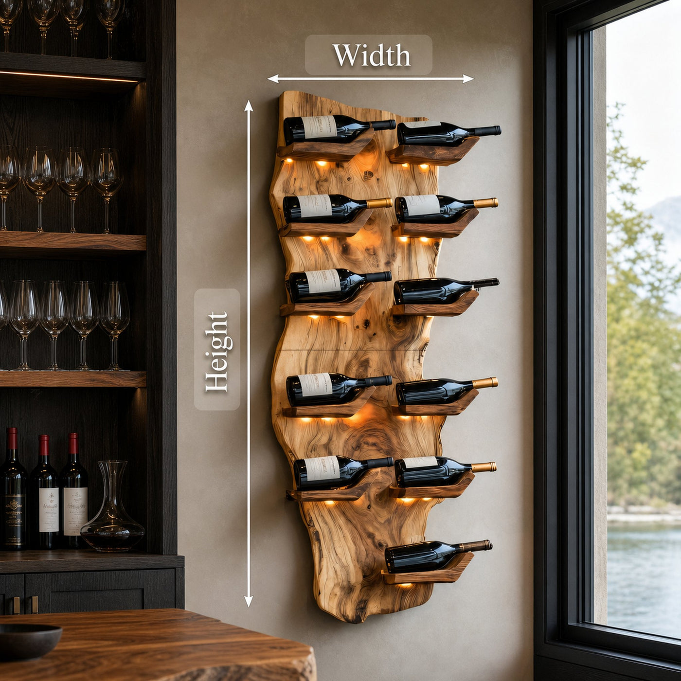 Farmhouse Live Edge Wine Holder For Living Room Furniture - product view 8