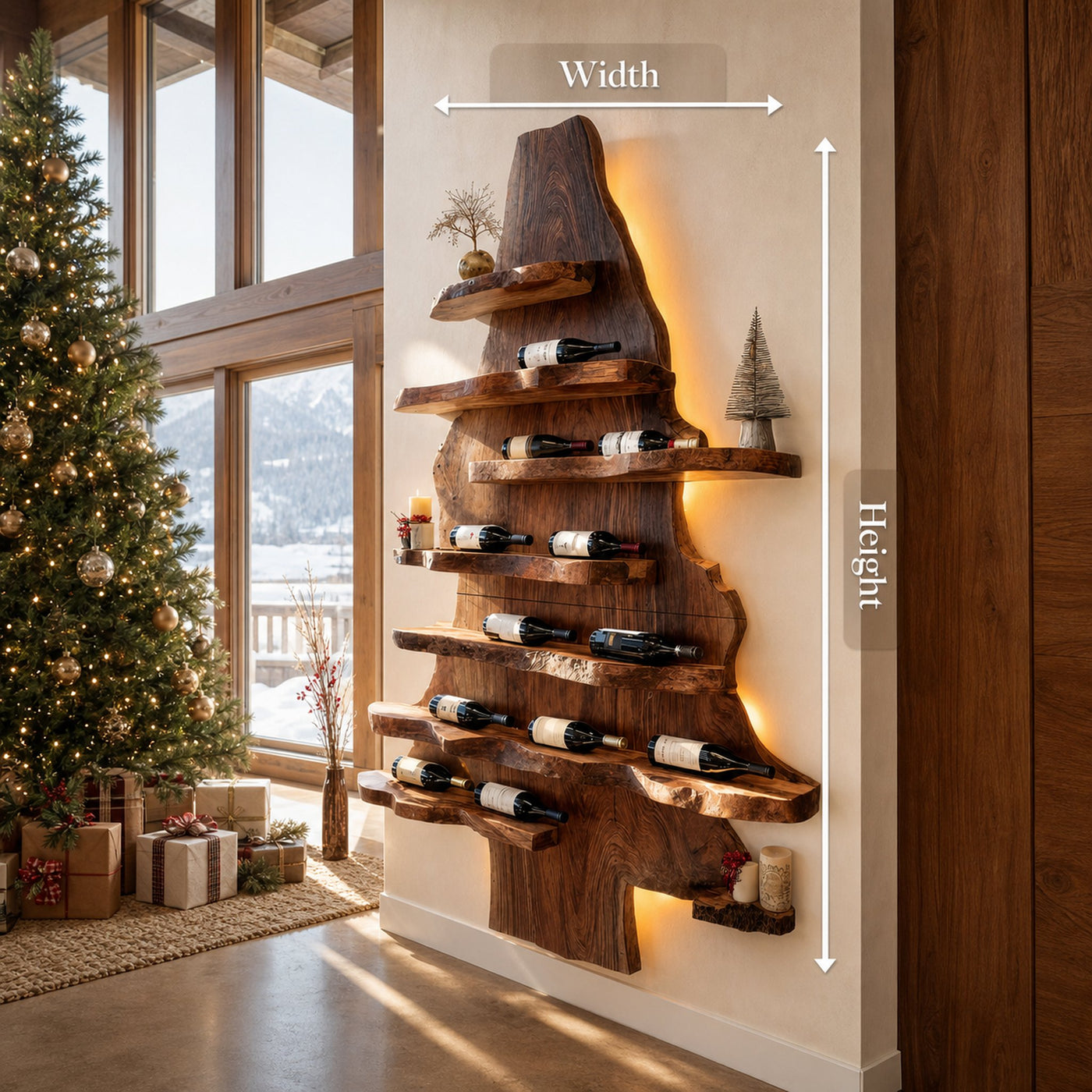 Farmhouse Live Edge Wine Holder For Living Room Wine Display - product view 8