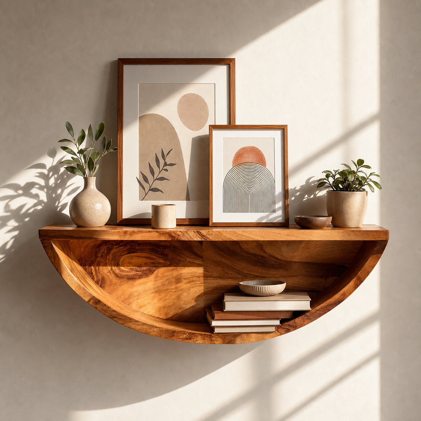 Farmhouse Natural Wood Wall Storage Shelf For Kitchen Organizer