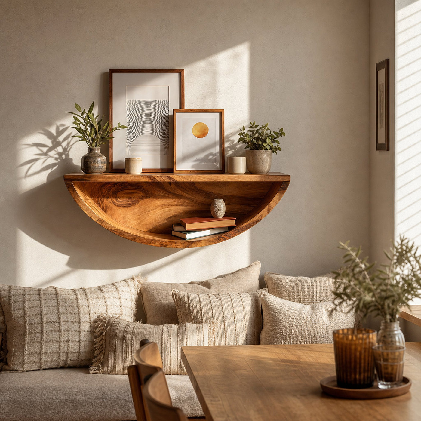Farmhouse Natural Wood Wall Storage Shelf For Kitchen Organizer - product view 6