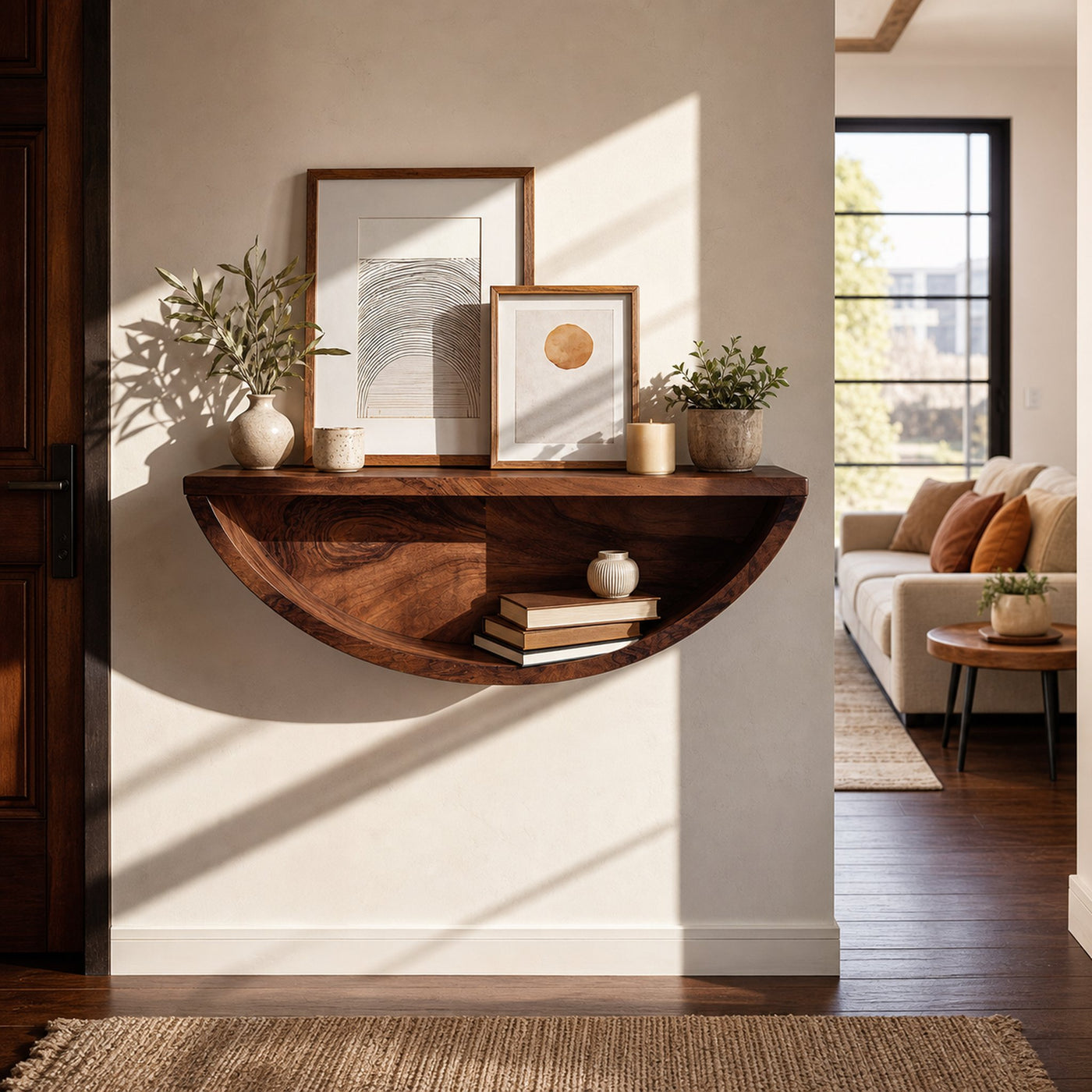 Farmhouse Natural Wood Wall Storage Shelf For Kitchen Organizer - product view 7