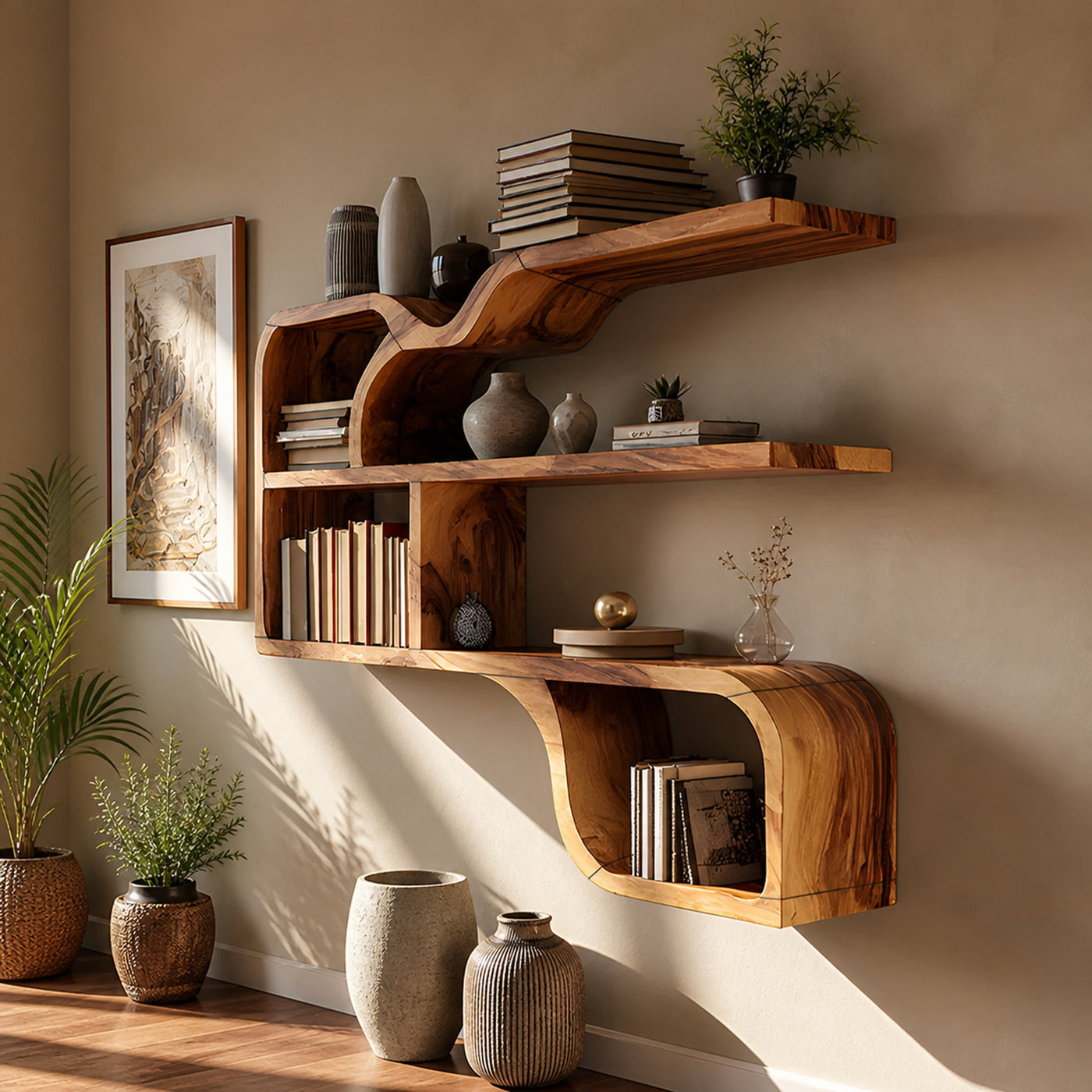 Farmhouse Rustic Wooden Wall Storage Shelf For Bathroom Organizer