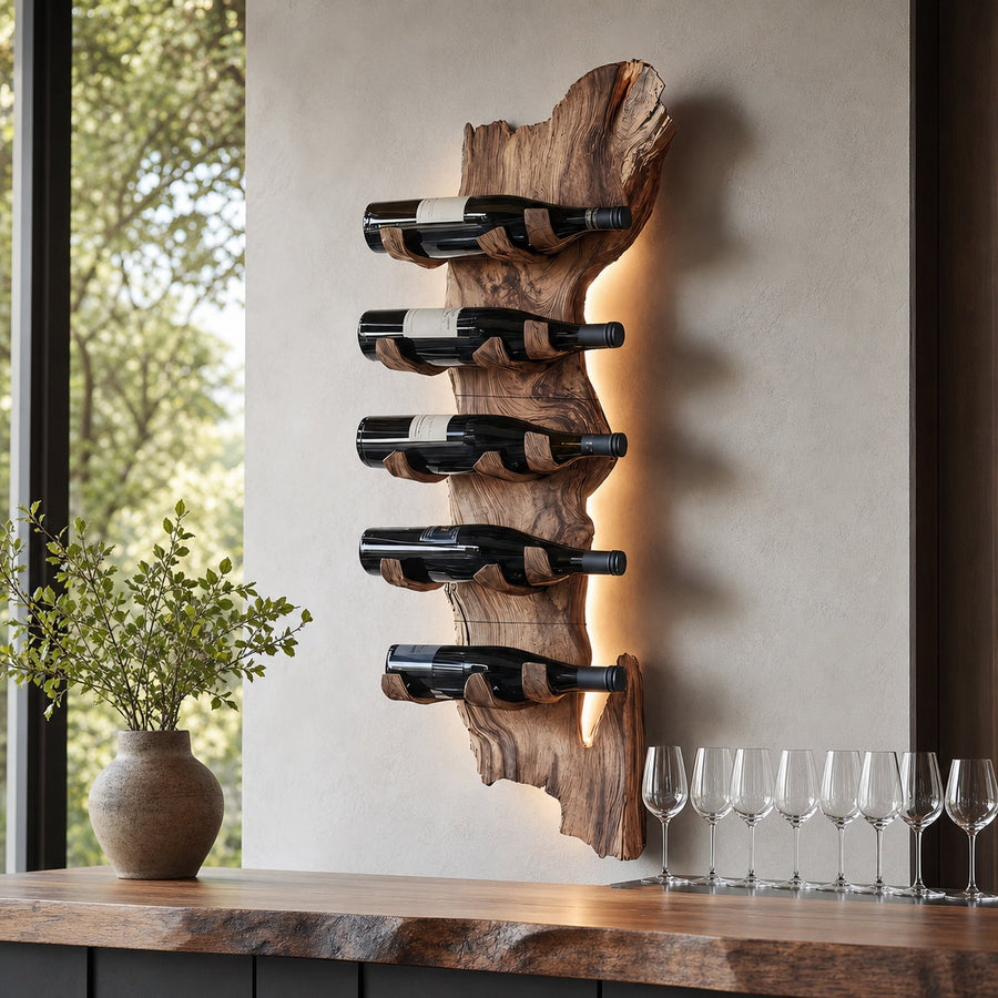 Farmhouse Solid Wood Wine Rack For Rustic Entryway Design