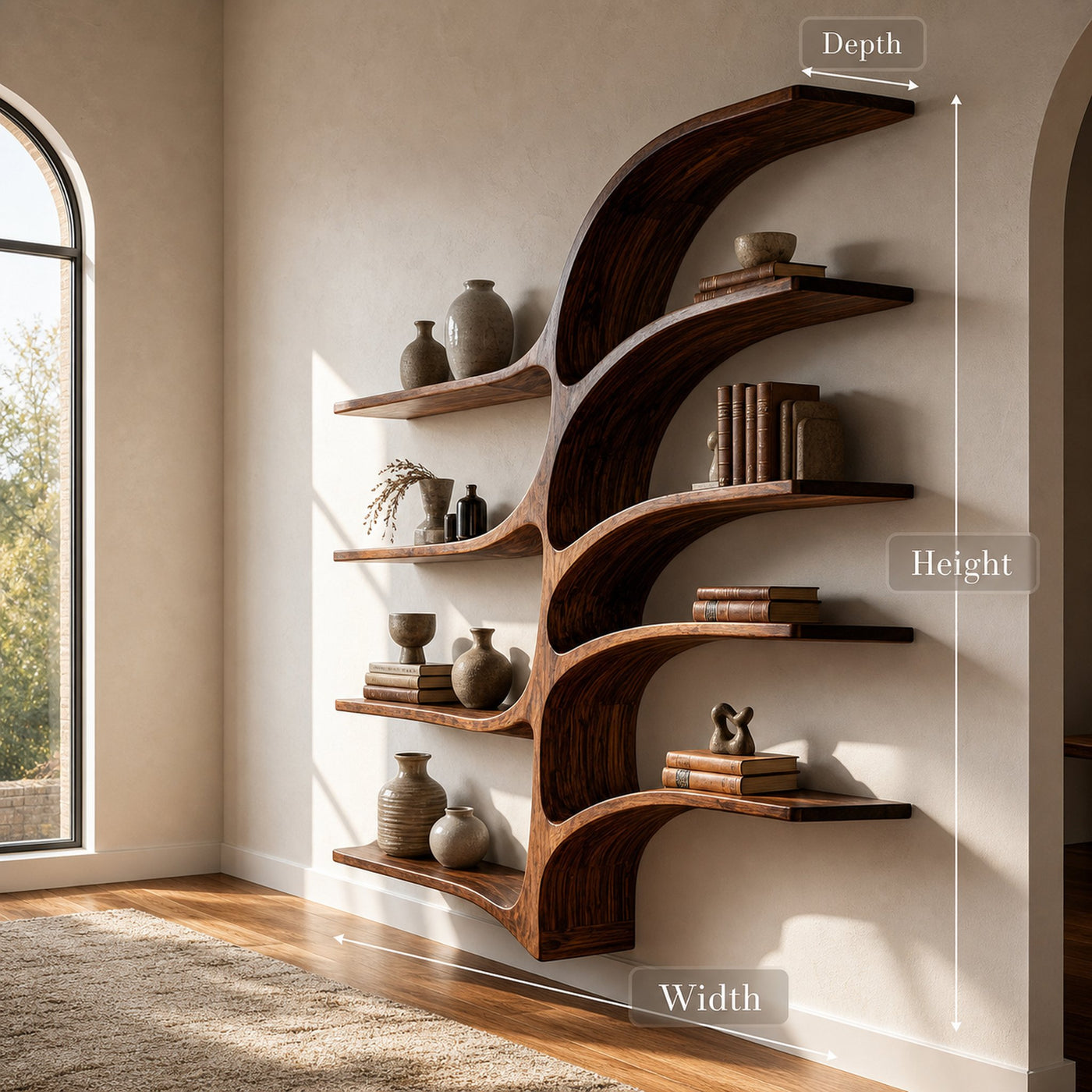 Farmhouse Style Wooden Wall Shelf For Living Room Decor - product view 7