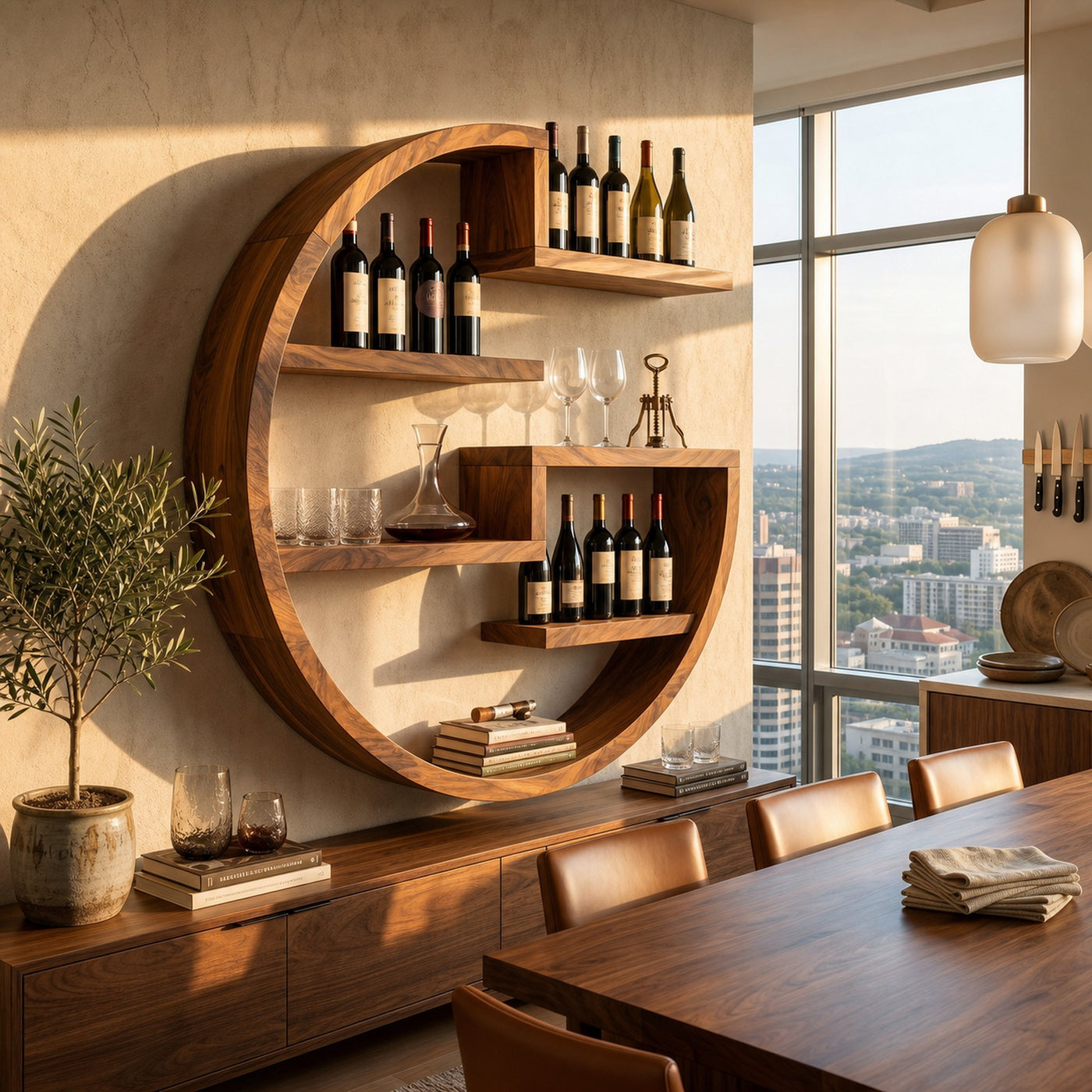 Farmhouse Wall Wine Holder For Home Bar Bottle Arrangement - product view 6