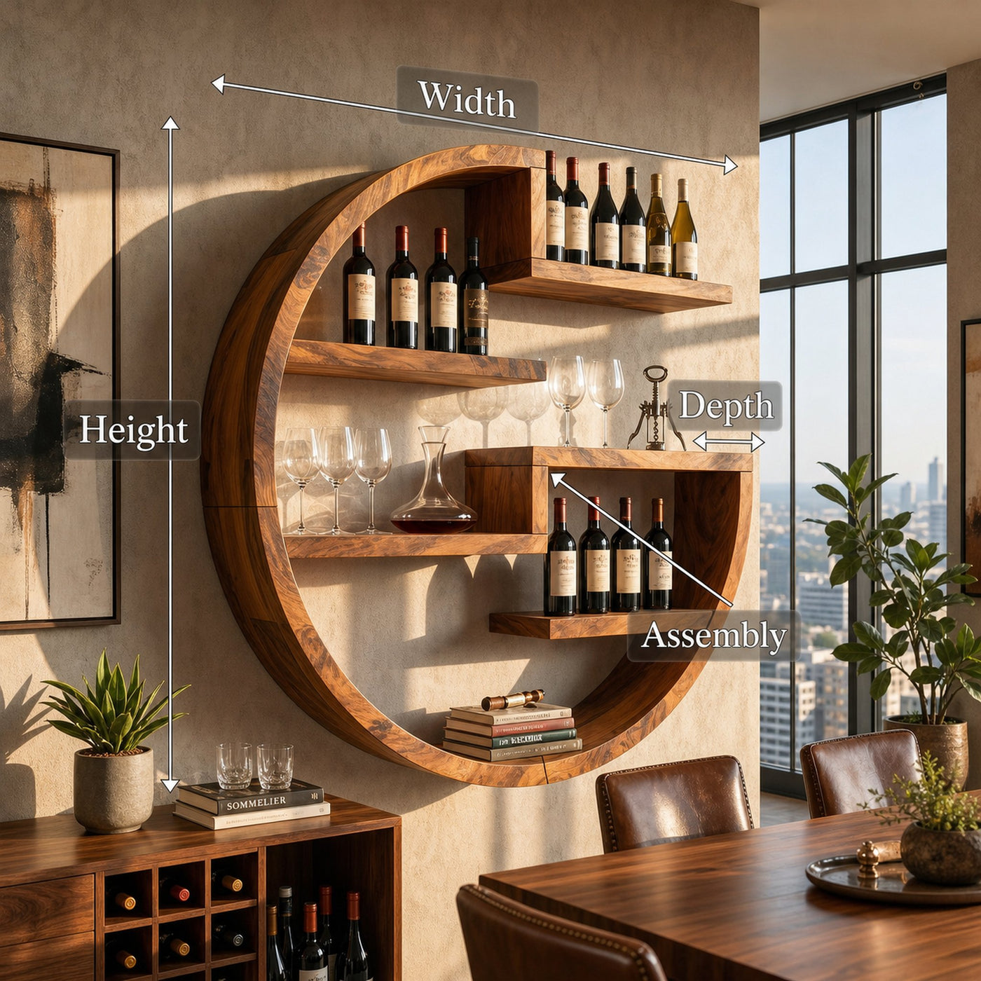 Farmhouse Wall Wine Holder For Home Bar Bottle Arrangement - product view 8