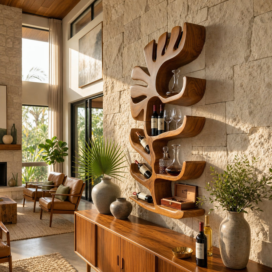 Farmhouse Wall Wine Rack For Apartment Bar Display Feature