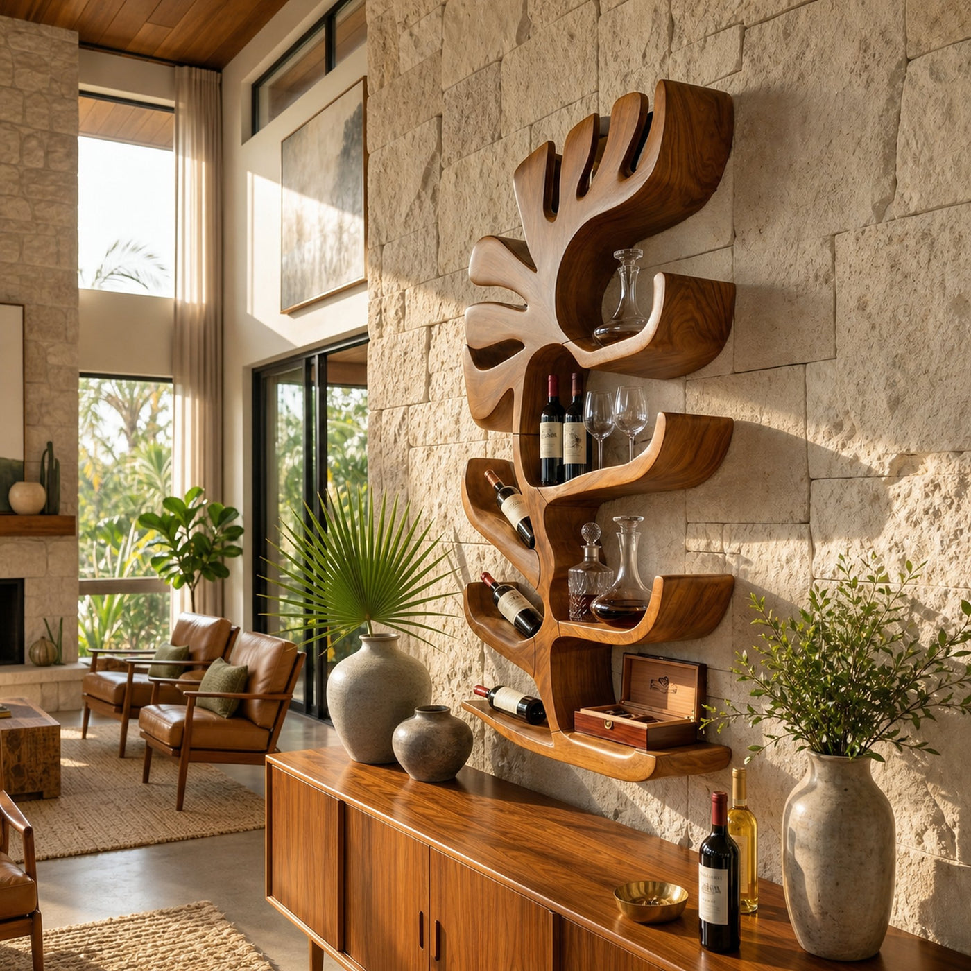 Farmhouse Wall Wine Rack For Apartment Bar Display Feature
