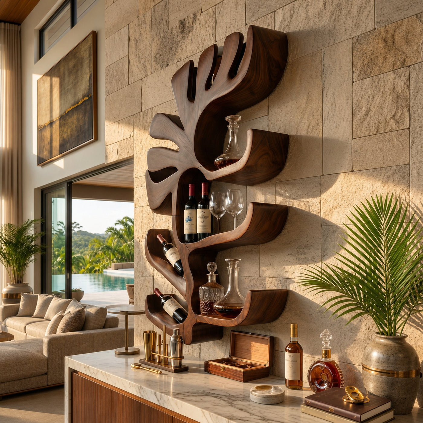 Farmhouse Wall Wine Rack For Apartment Bar Display Feature - product view 7
