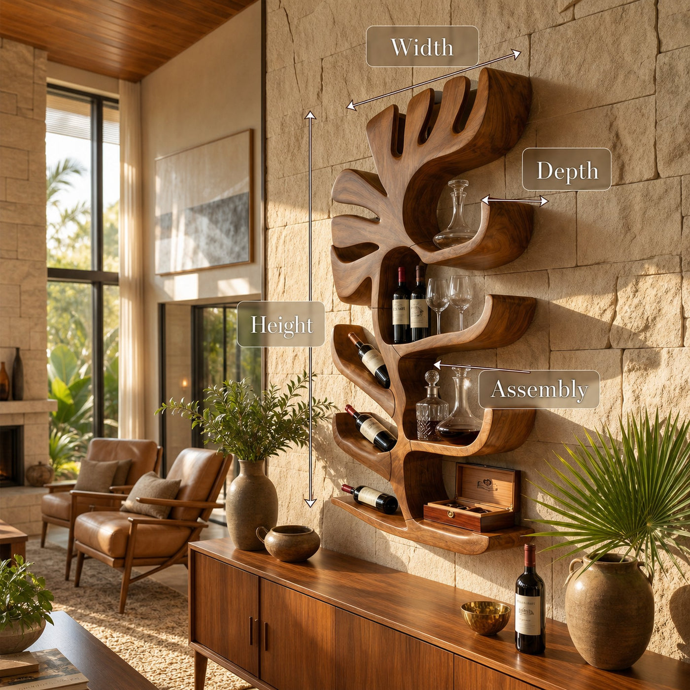 Farmhouse Wall Wine Rack For Apartment Bar Display Feature - product view 8