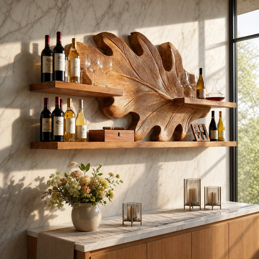 Farmhouse Wall Wine Rack For Hallway Beverage Accent Storage