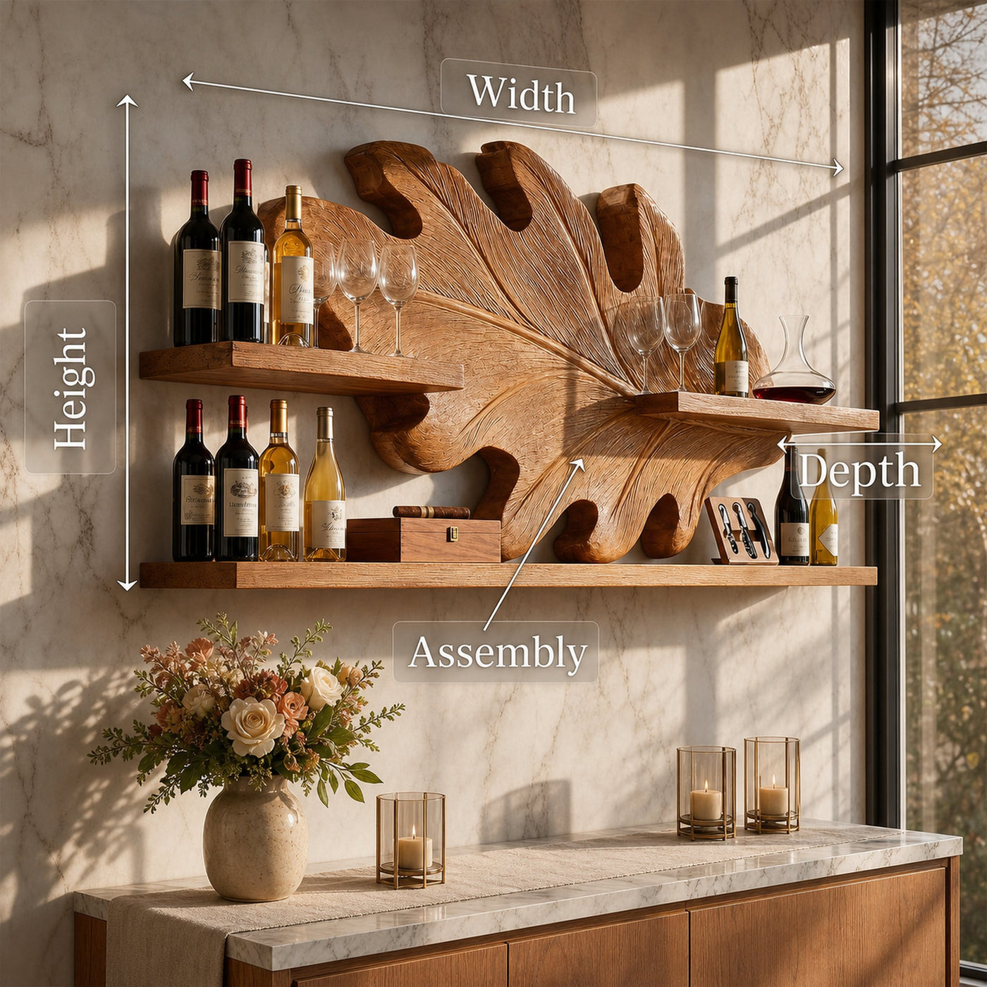 Farmhouse Wall Wine Rack For Hallway Beverage Accent Storage - product view 8