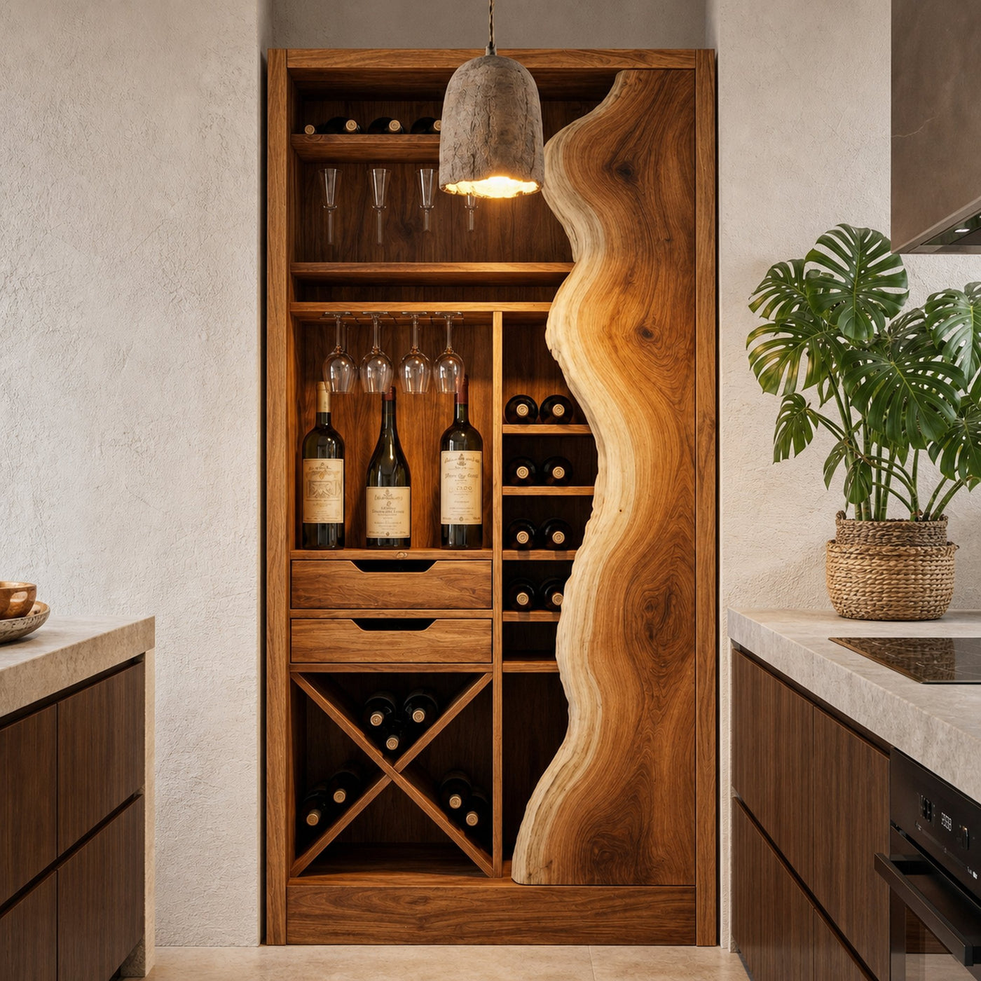 Farmhouse Wine Cabinet With Built In Bottle Storage And Display Niches - product view 6