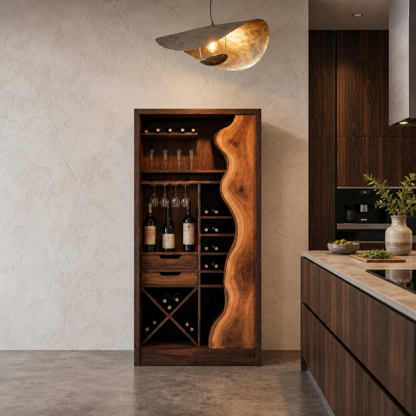 Farmhouse Wine Cabinet With Built In Bottle Storage And Display Niches - product view 7