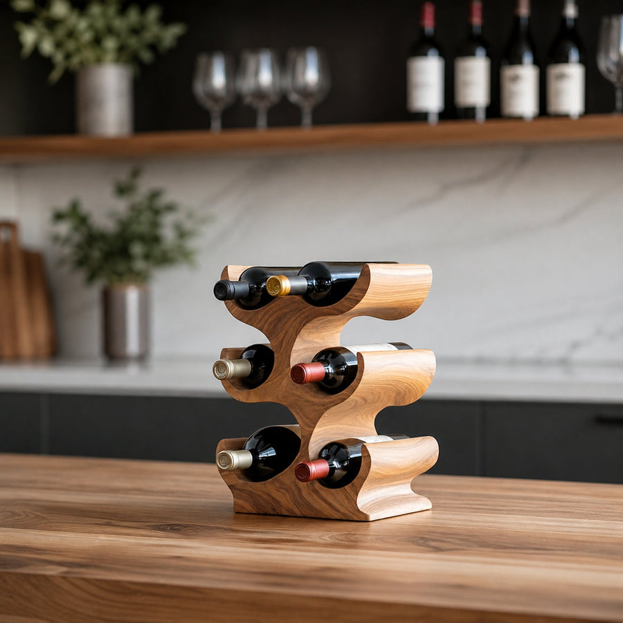 Farmhouse Wine Rack For Kitchen Storage Organization