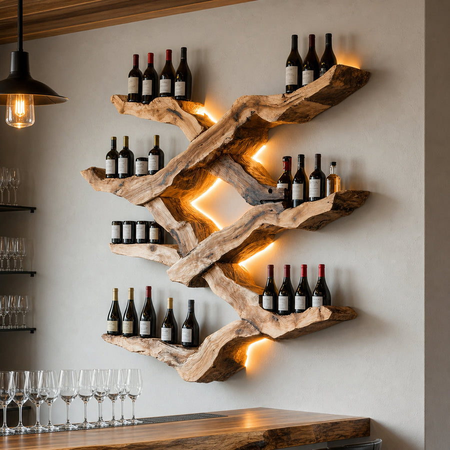 Farmhouse Wine Rack For Kitchen Wine Bottle Shelf