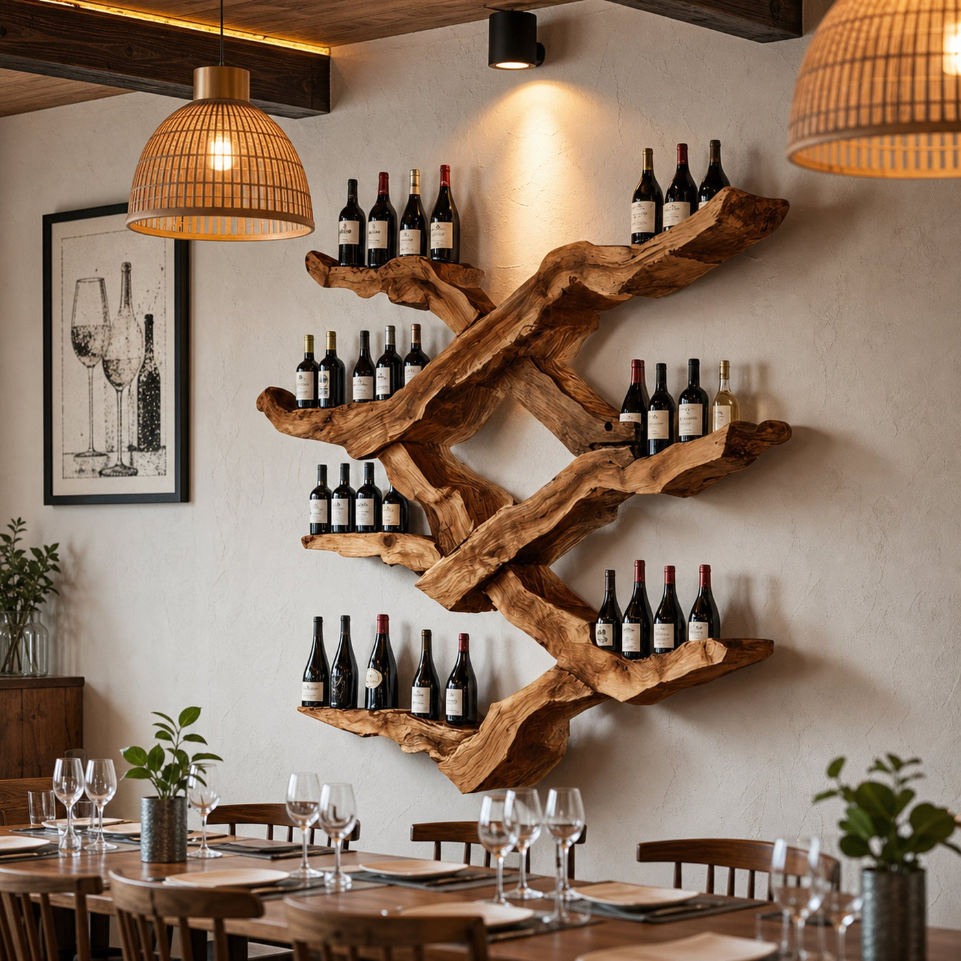 Farmhouse Wine Rack For Kitchen Wine Bottle Shelf - product view 6