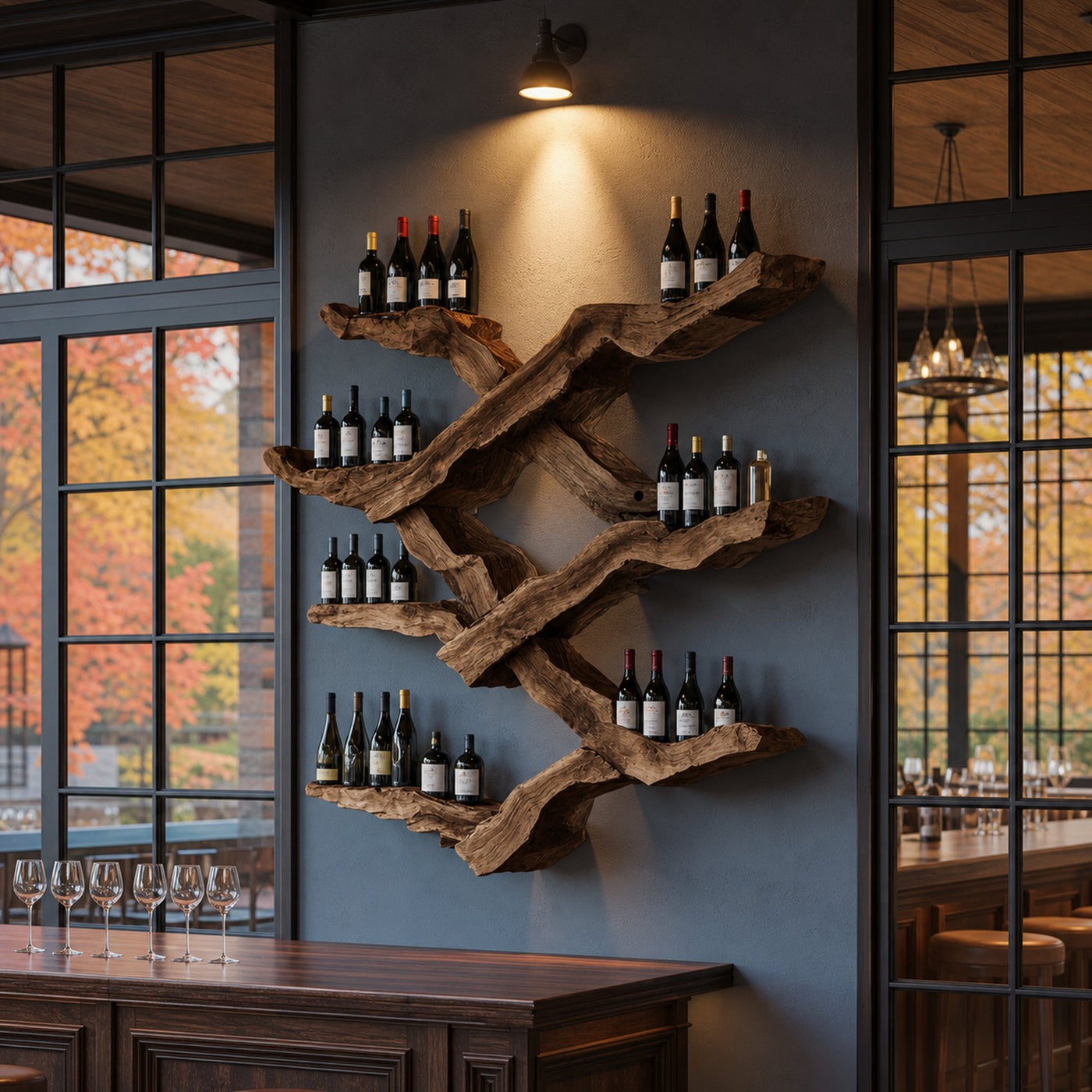 Farmhouse Wine Rack For Kitchen Wine Bottle Shelf - product view 7