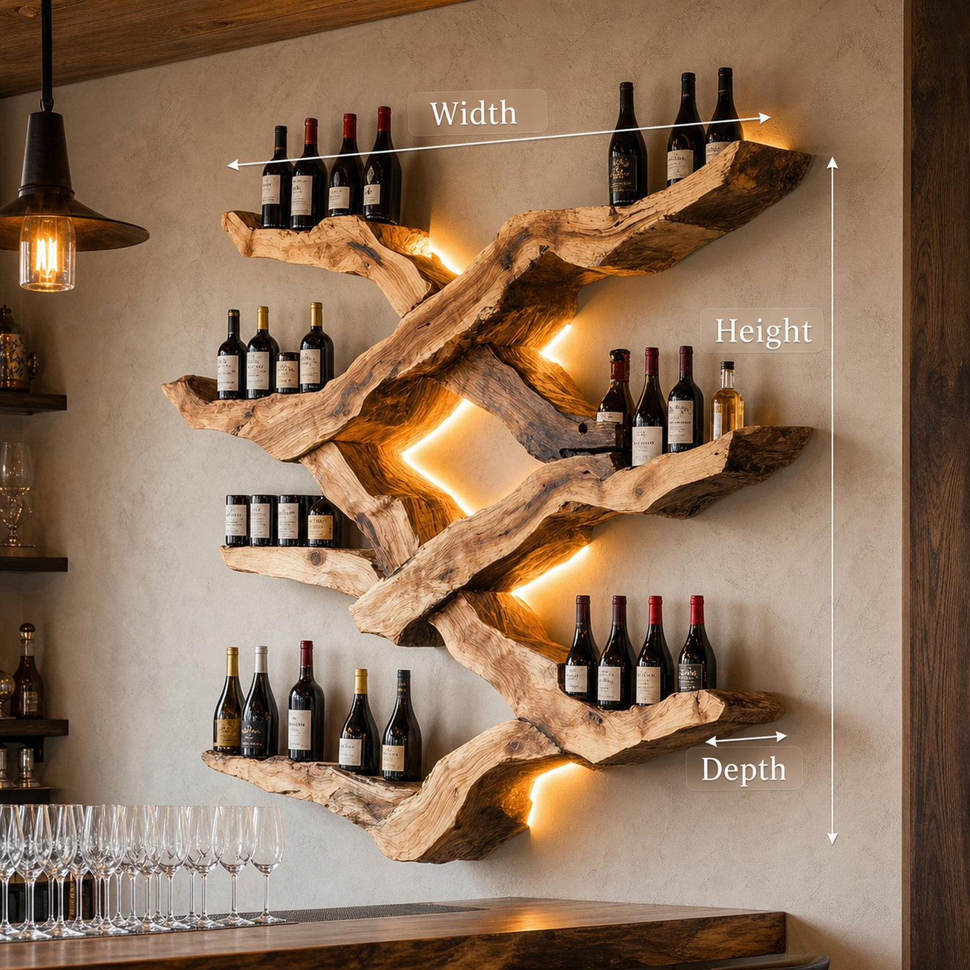 Farmhouse Wine Rack For Kitchen Wine Bottle Shelf - product view 8