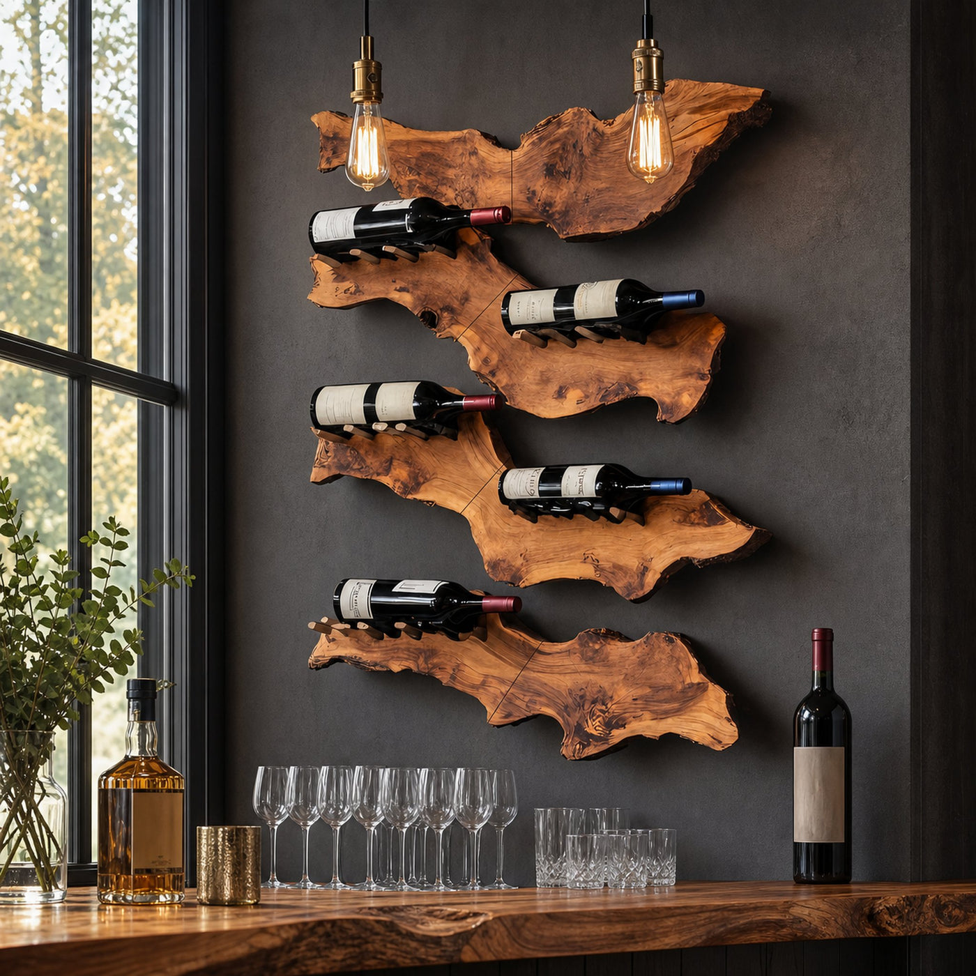 Farmhouse Wooden Wine Holder For Entryway Wine Storage Decor