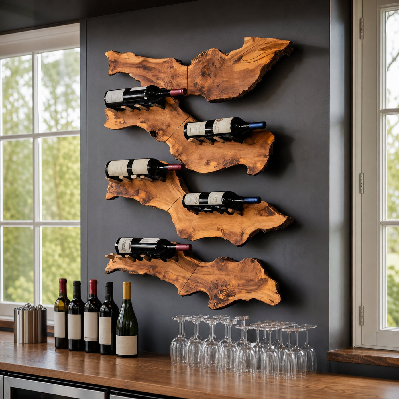 Farmhouse Wooden Wine Holder For Entryway Wine Storage Decor - product view 6