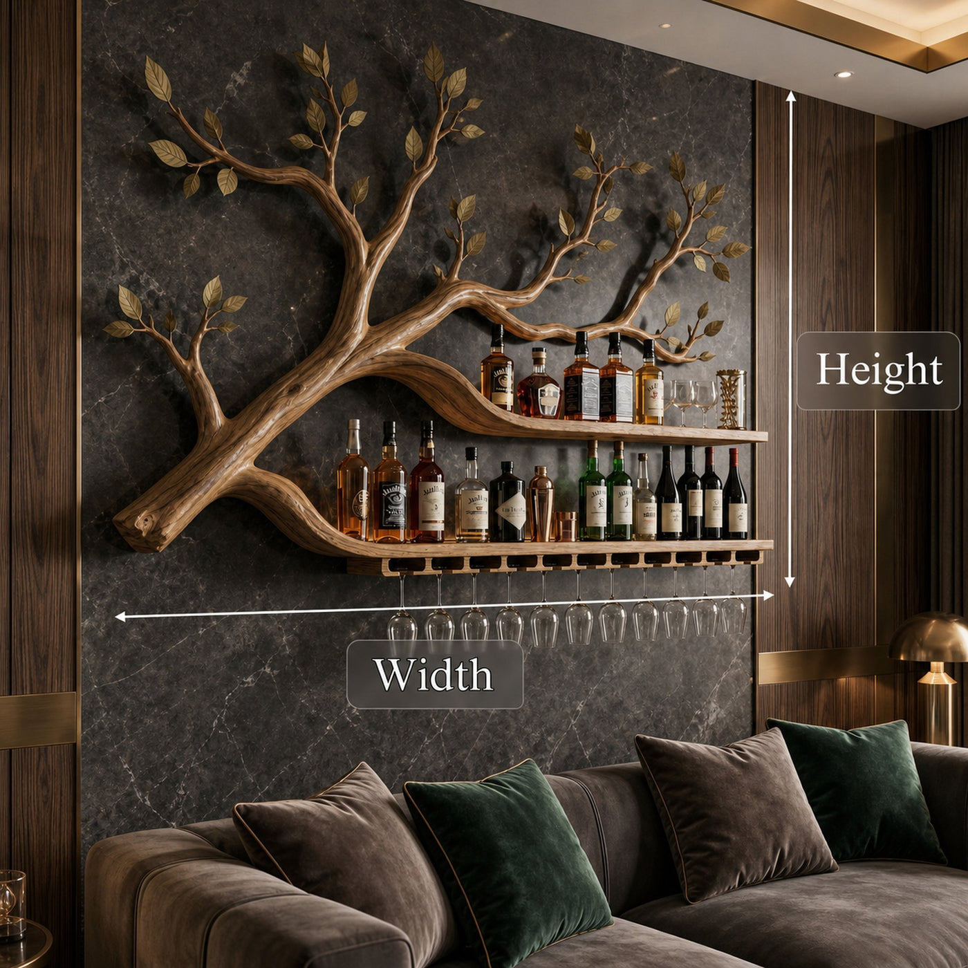 Farmhouse Wooden Wine Rack Wall Mounted Shelf For Kitchen Dining Room Home Bar - product view 6