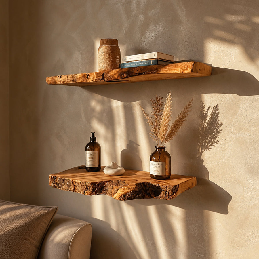 Floating Custom Wall Shelf Live Edge
