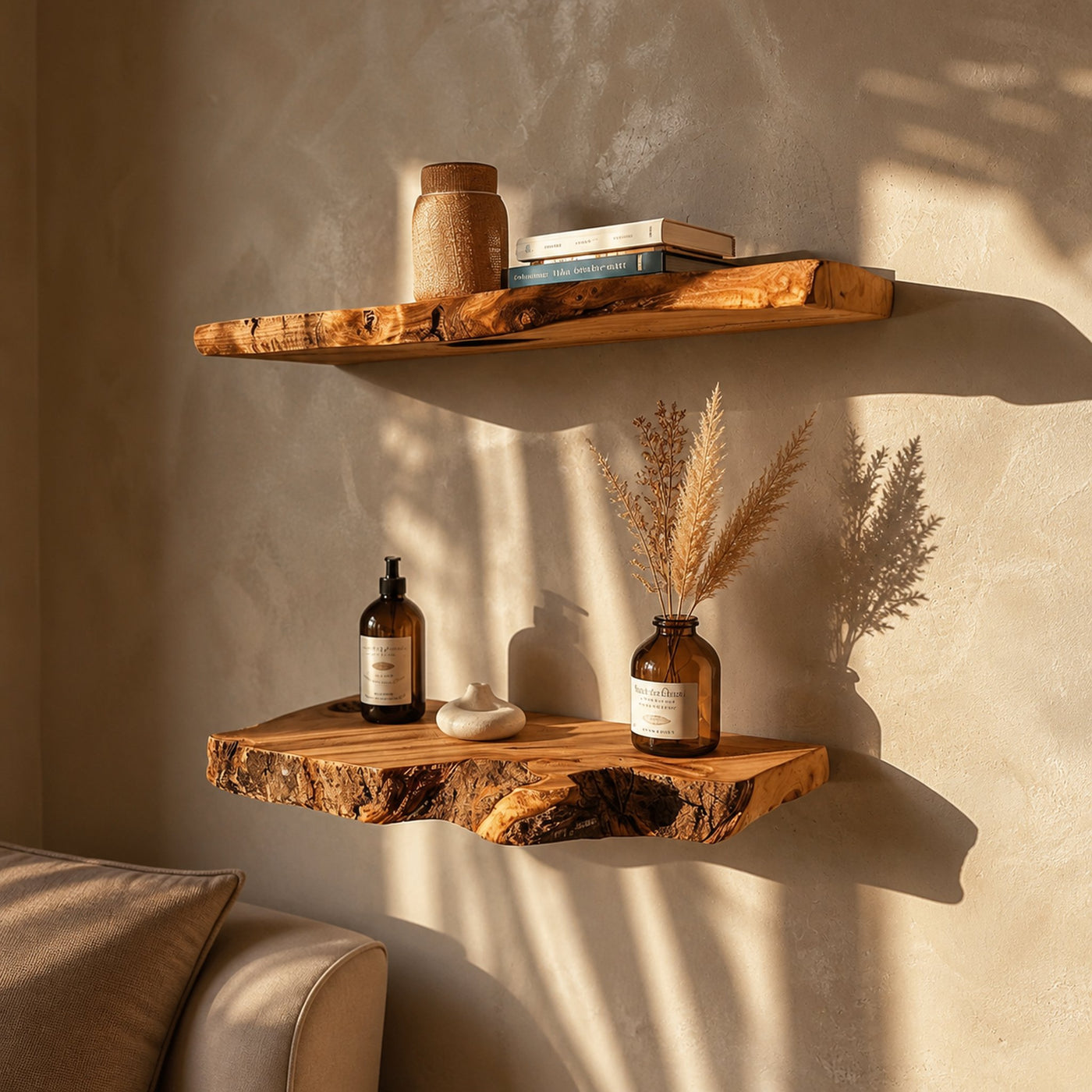 Floating Custom Wall Shelf Live Edge