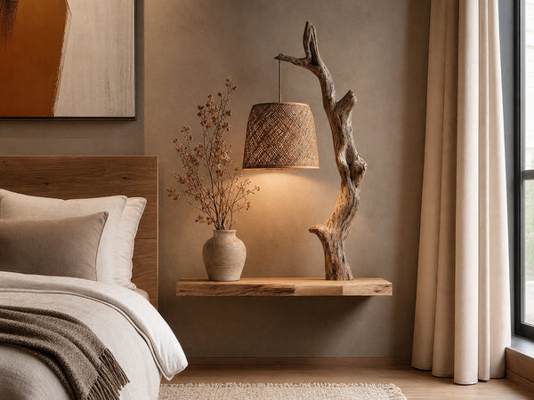 Floating Solid Wood Shelf Sculptural Accent Bedroom Interior Decor
