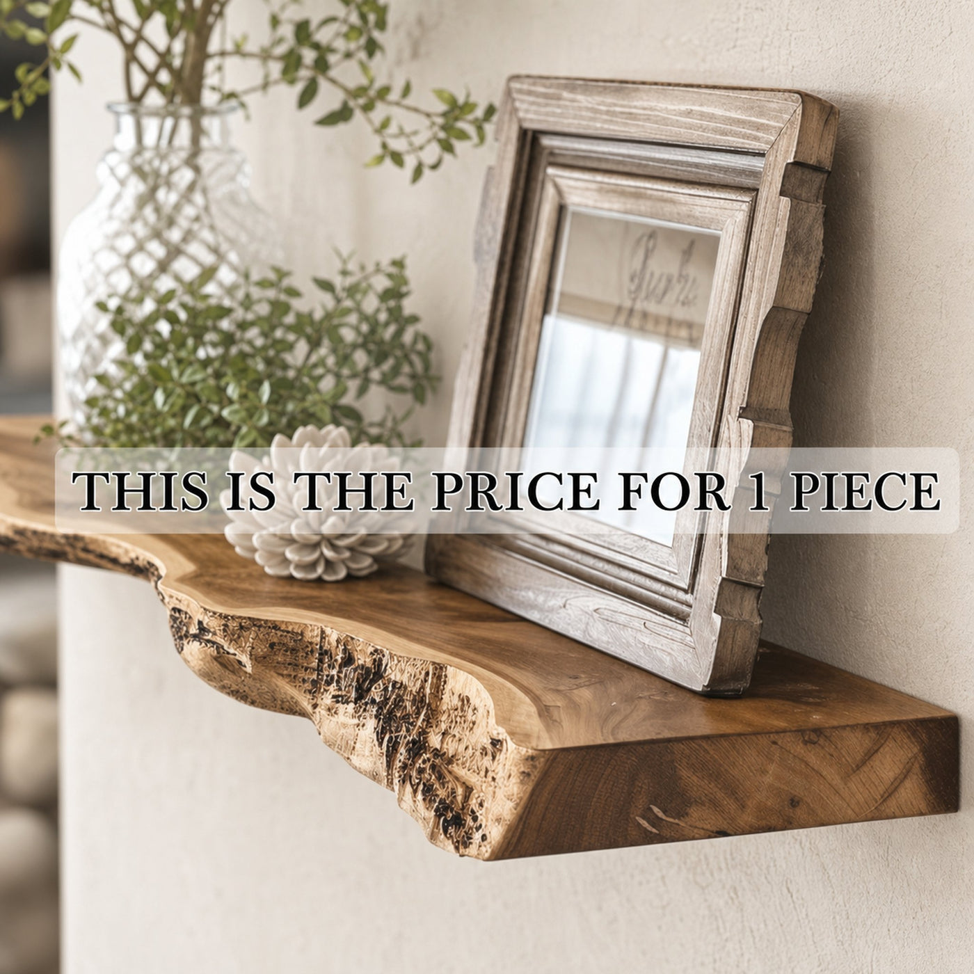 Floating Wood Shelf Live Edge - product view 7