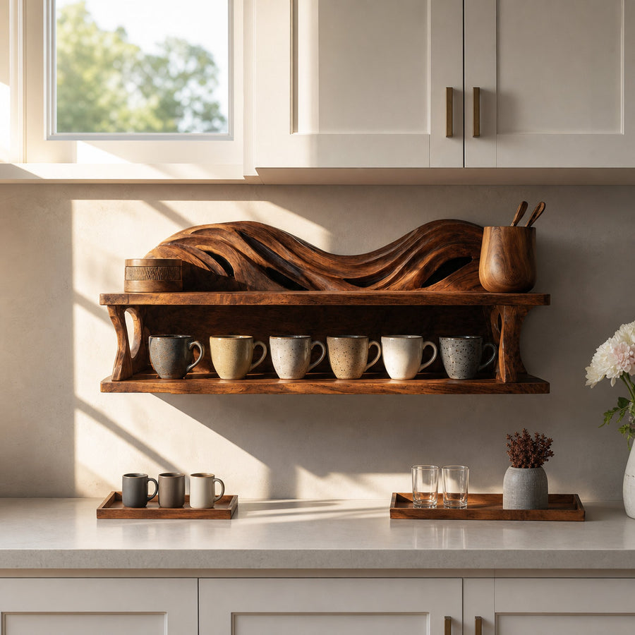 Handcrafted Kitchen Wall Shelf For Cozy Cooking Space